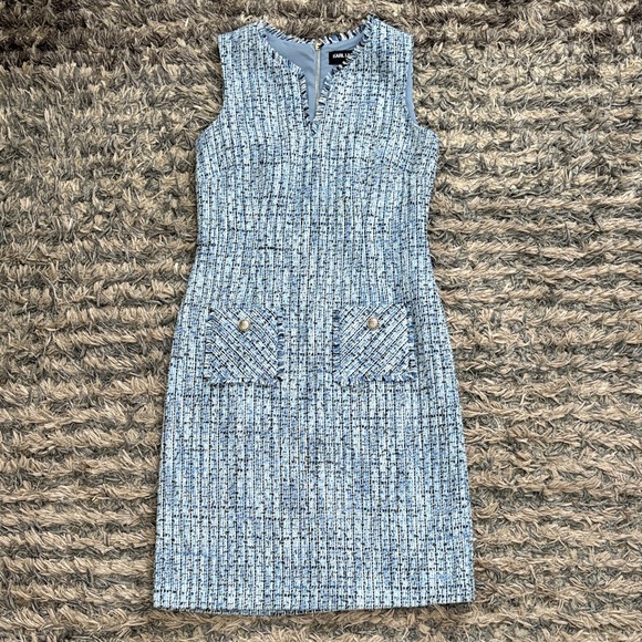 Karl Lagerfeld Dresses & Skirts - NWOT! Karl Lagerfeld Light Blue Tweed Midi Dress, Size 0